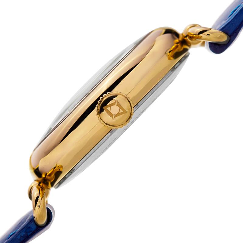 Akribos XXIV Women's Quartz Diamond Leather Blue Strap Watch