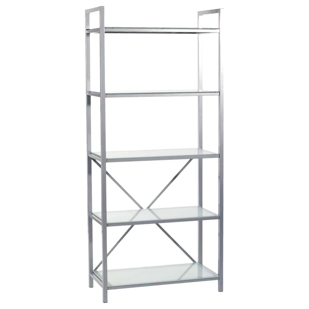 Madrid 5 Shelf Storage - Aluminum/Frosted Glass