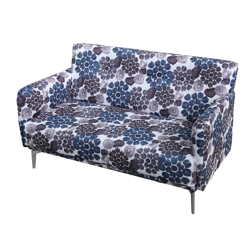 Emma Blue Flower Pattern Print Fabric Modern Loveseat