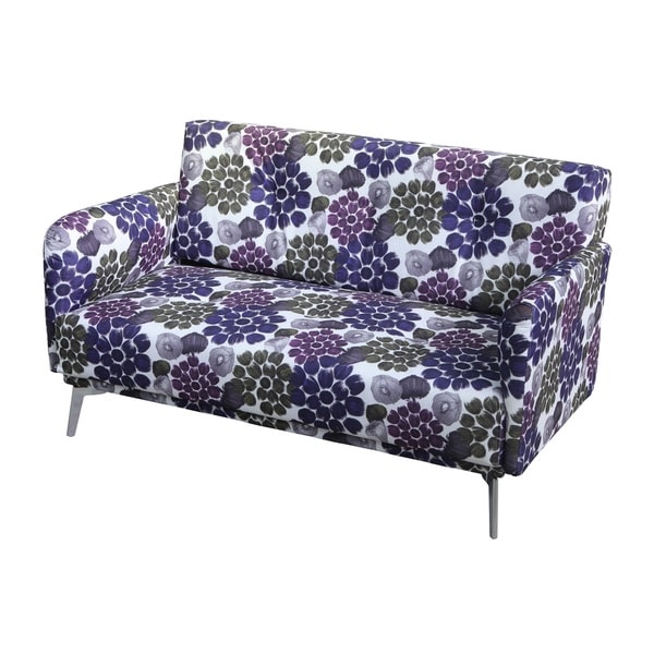 Shop Emma Purple Flower Pattern Print Fabric Loveseat Free Shipping