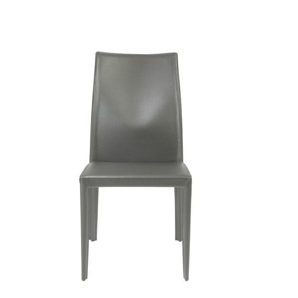 Dafney Grey Leather Dining Chairs (Set of 2)