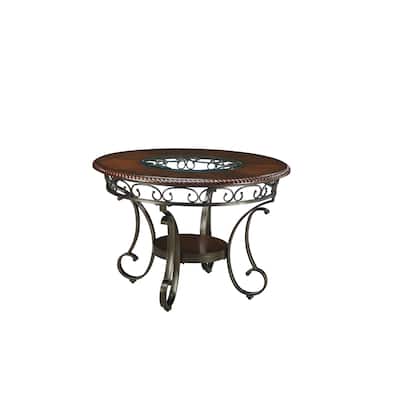 Signature Design by Ashley Glambrey Hand-finished Wood and Glass Dining Table - 44"W x 44"D x 31"H