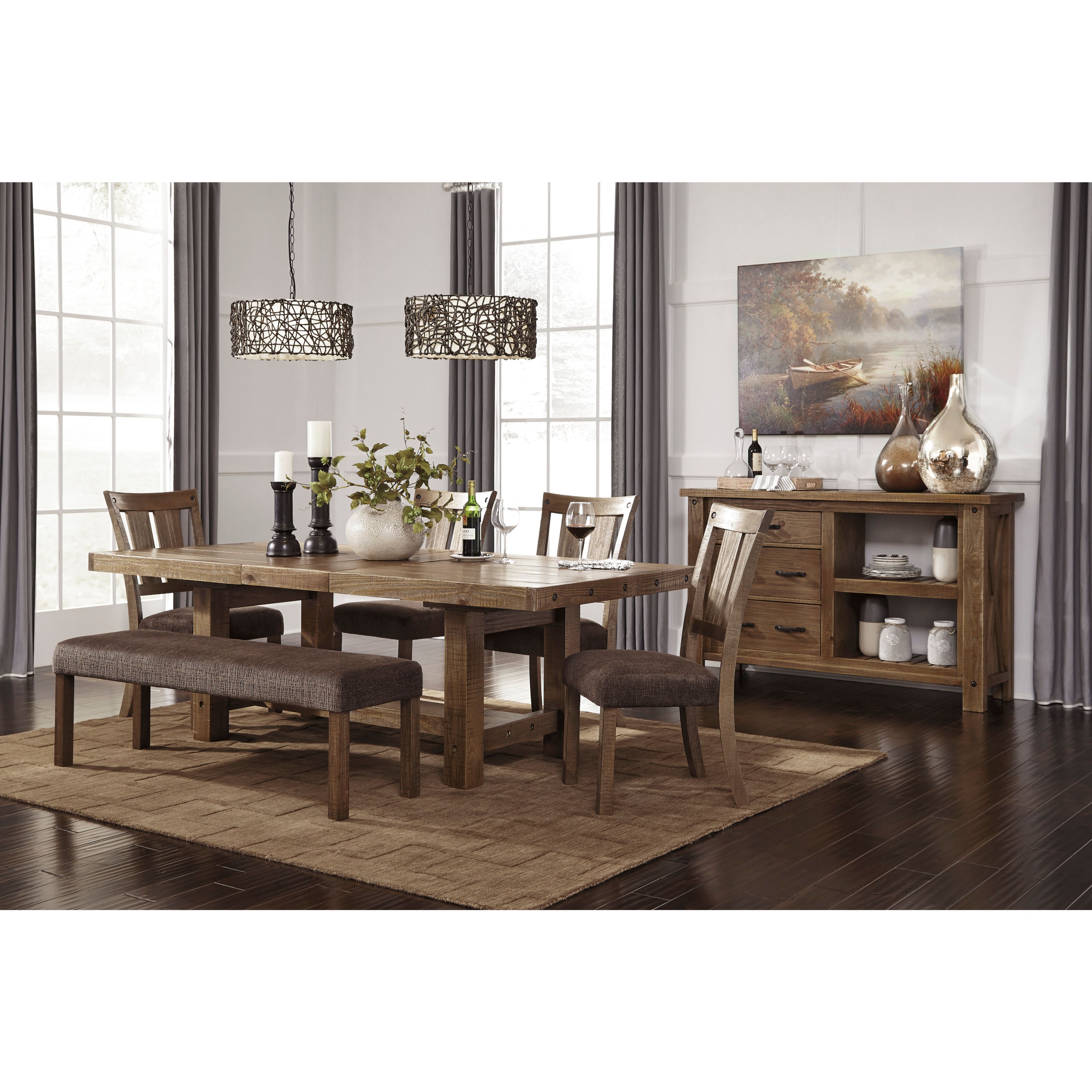 Tamilo Gray Brown Rectangle Extension Dining Room Table