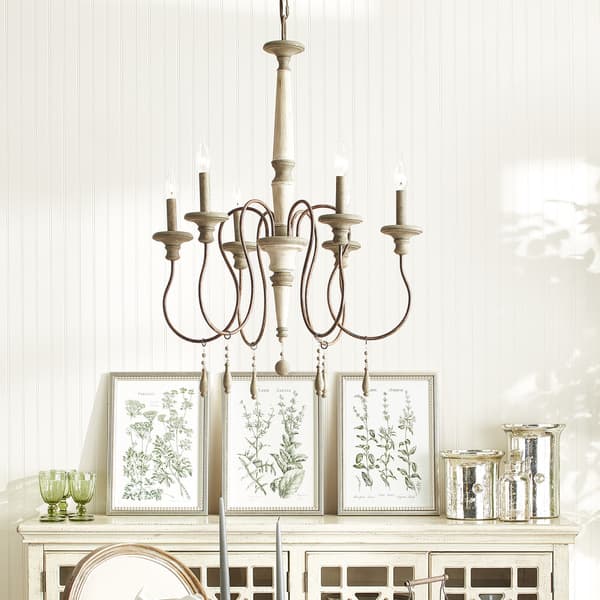 slide 2 of 3, Zoe 6-light Hand-painted Shabby Chic French Antique Chandelier