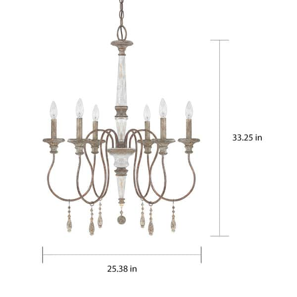 Zoe 6-light Hand-painted Shabby Chic French Antique Chandelier