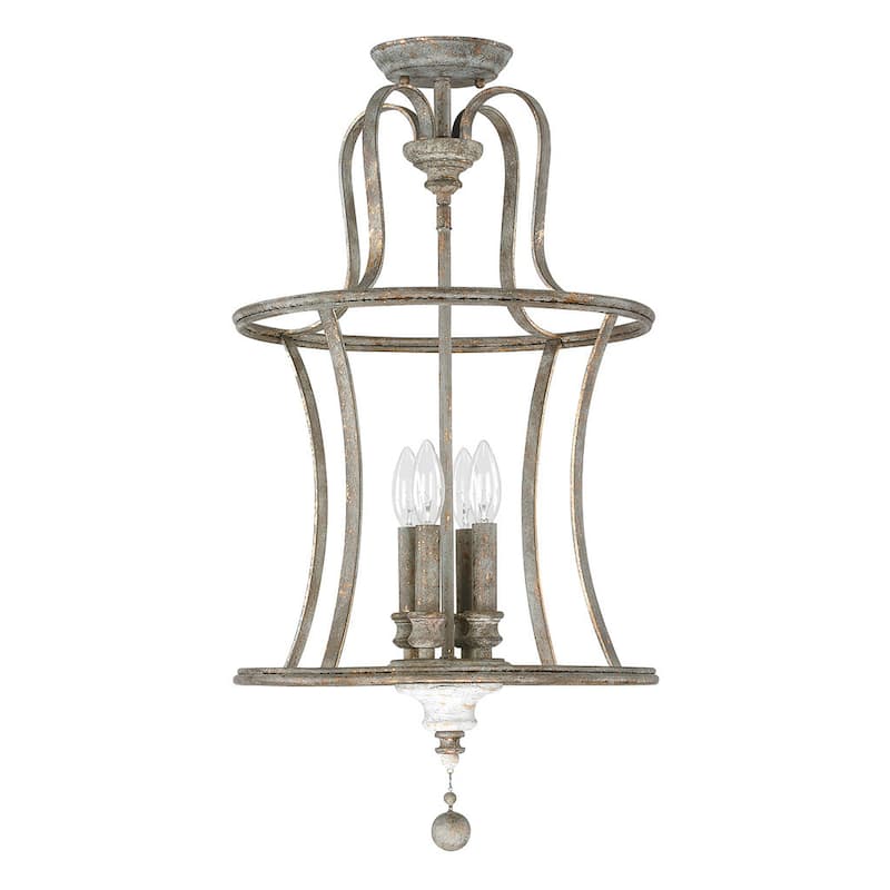 Zoe 4-light French Antique Dual Mount Pendant