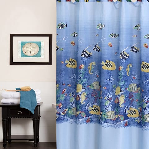 Colorful Tropical Sea Printed Fabric Shower Curtain - Multi-color
