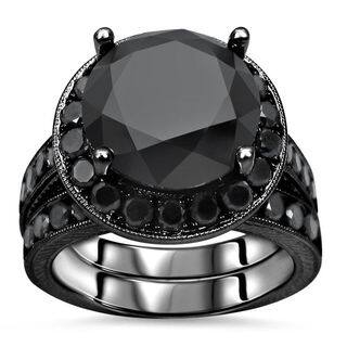 noori certified 14k black gold 6ct tdw black diamond engagement ring set white - Black Wedding Ring Set noori certified 14k black gold 6ct tdw black diamond engagement ring set white - Black Wedding Ring Set