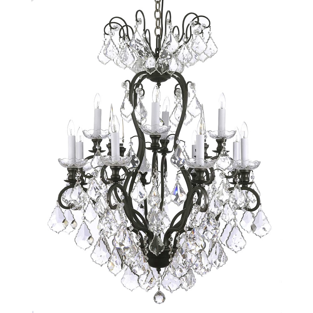 Versailles Wrought Iron and Crystal 12-light Chandelier (T40-640) - Chandeliers For Bedrooms by Overstock.com