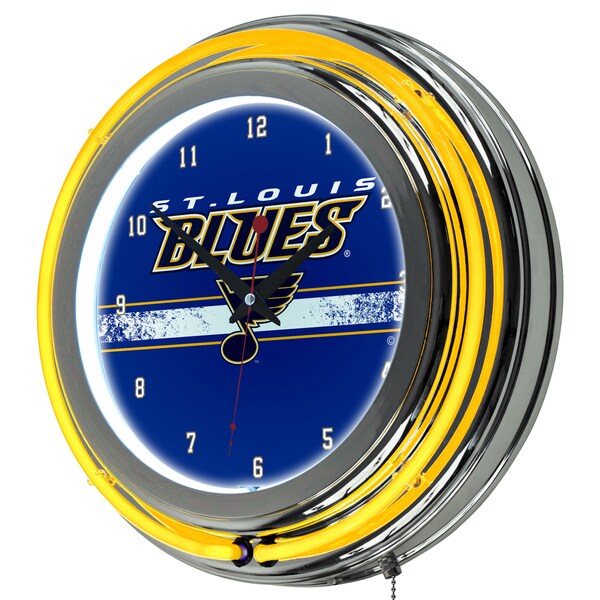 NHL Chrome Double Rung Neon Clock St. Louis Blues Free Shipping