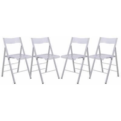 LeisureMod Menno Modern Folding Chair With Chrome Frame Set of 4