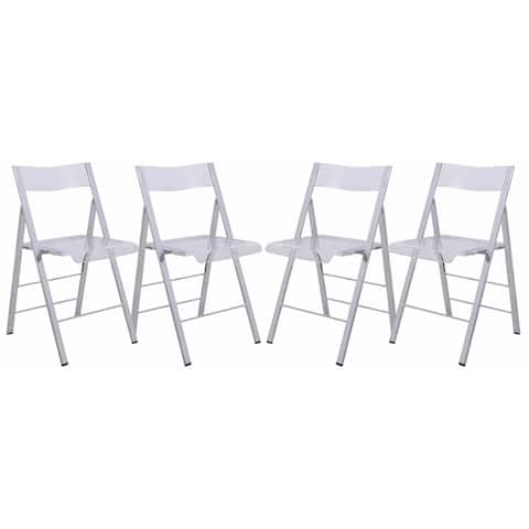 LeisureMod Menno Modern Folding Chair With Chrome Frame Set of 4