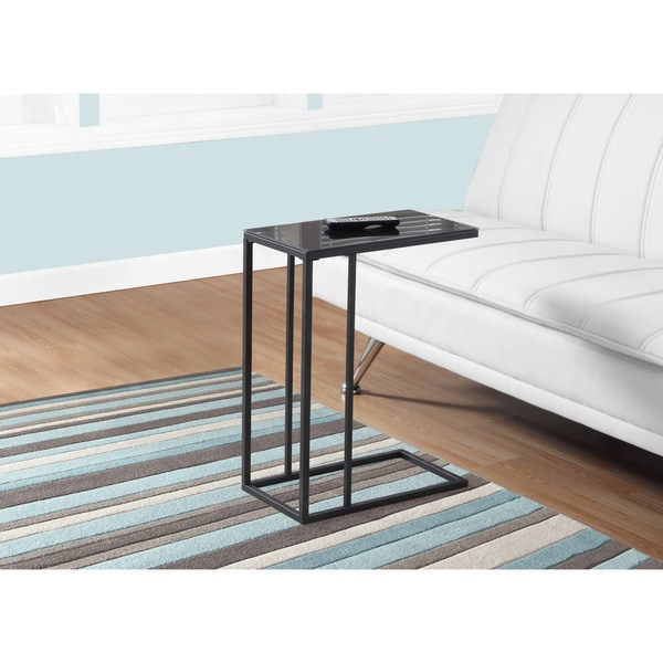 Black Metal Black Tempered Glass Accent Table Free Shipping Today