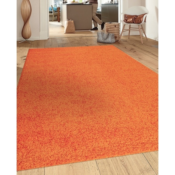 Soft Cozy Solid Orange Indoor Shag Area Rug (5'3 x 7'3) Free Shipping