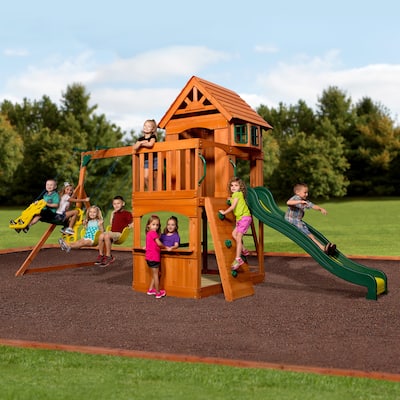 Backyard Discovery Atlantis All Cedar Swingset - 217 inches wide x 93 inches deep x 111 inches high