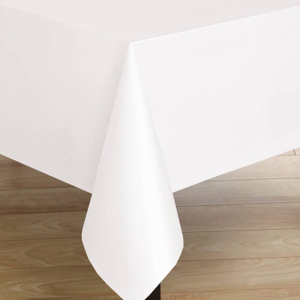 Oblong White Flannelback Vinyl Tablecoth