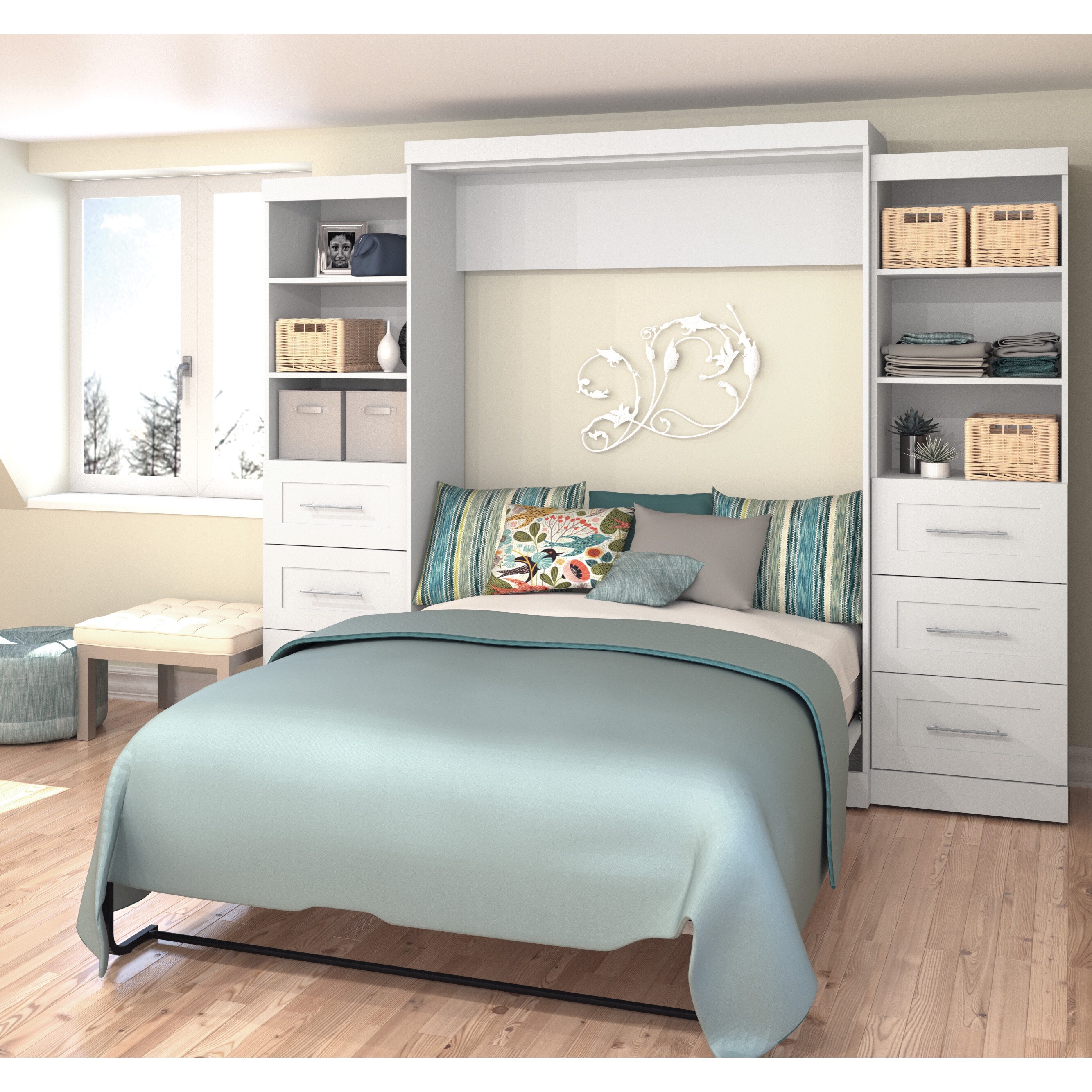 Pur by Bestar 115" Queen Wall bed kit with six drawers