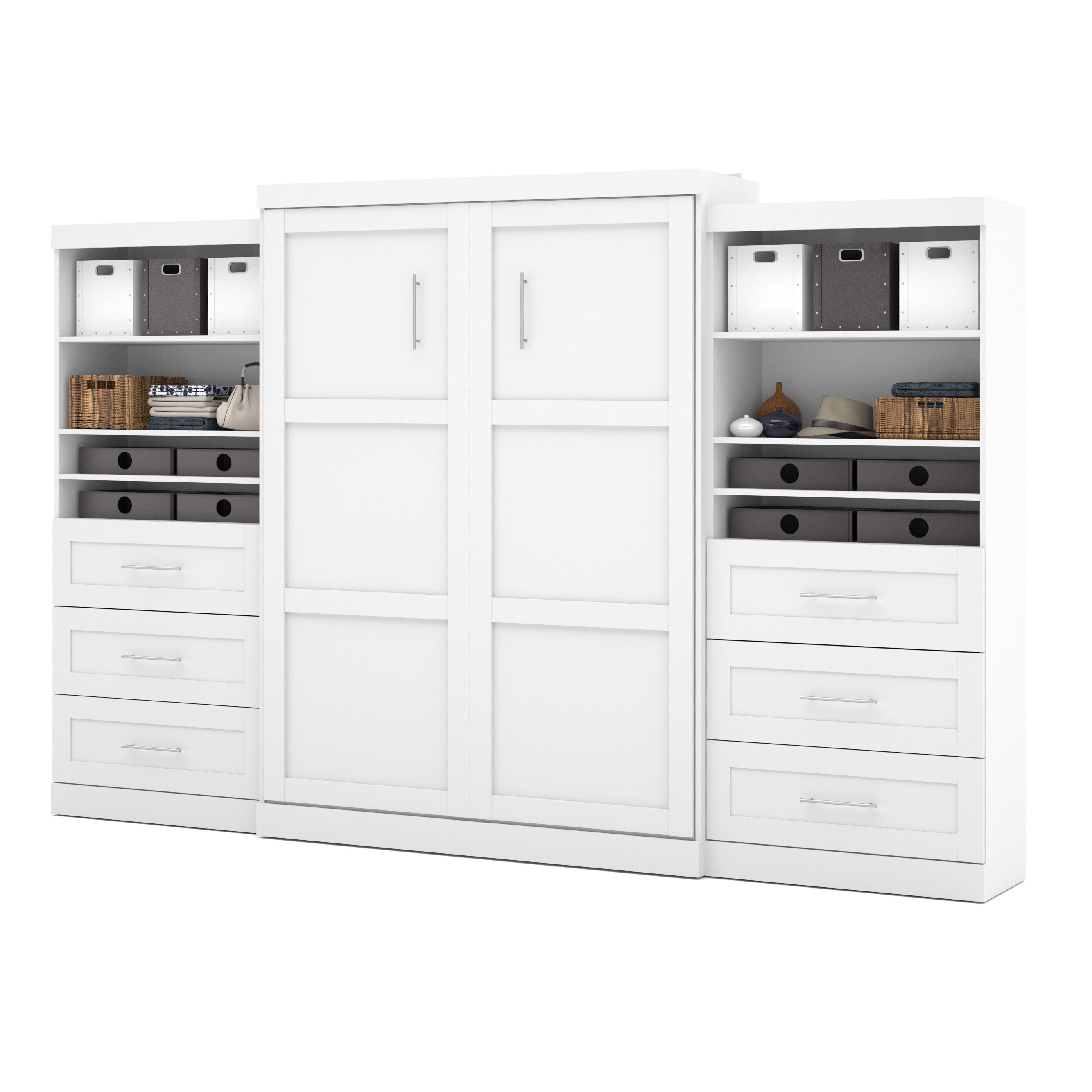 Pur by Bestar 136" Queen Wall bed kit with six drawers