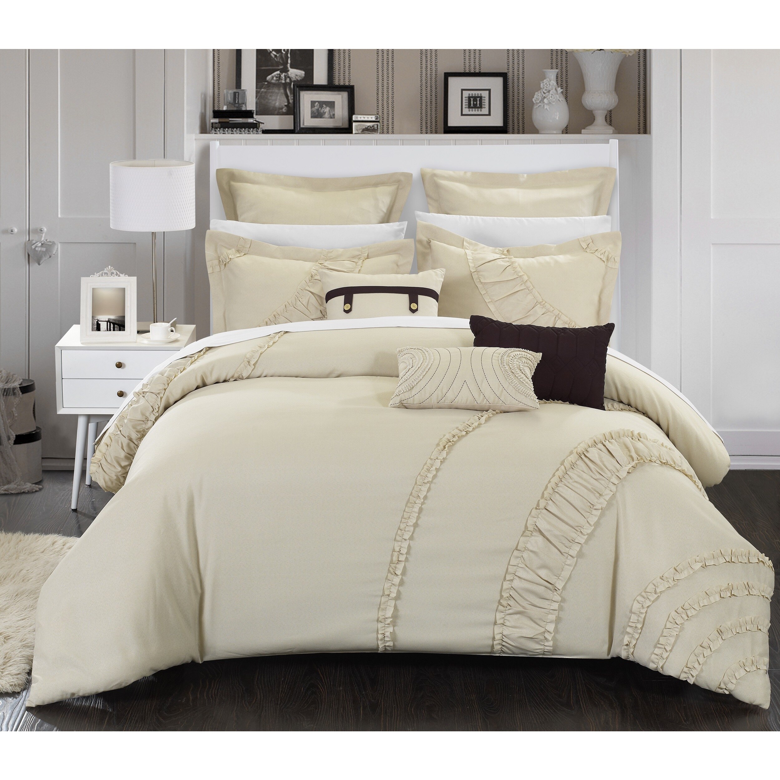 Details about   Chic Home 8 Piece Sicily Oversized Overfilled Comforter Set Yellow Queen 