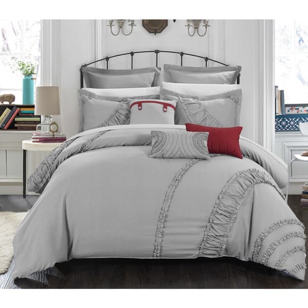 Chic Home 8 Piece Dearly Linen Oversized Overfilled Silver Comforter Set Overstock 10747032