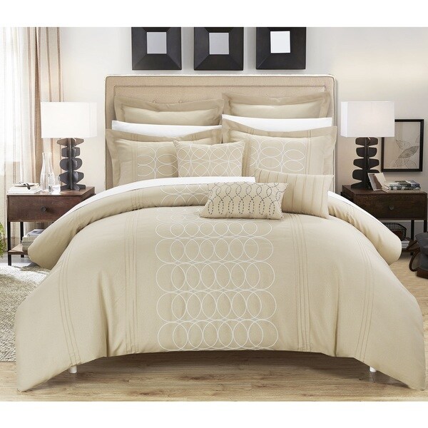 chic home eliza reversible duvet set beig