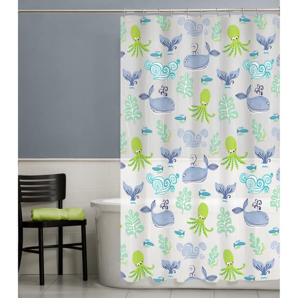 slide 2 of 3, Maytex Sea Creatures PEVA Shower Curtain