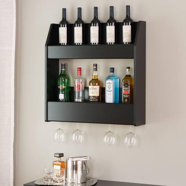 Broadway Black Floating Wine And Liquor Rack 10747115 Broadway Black Floating Wine And