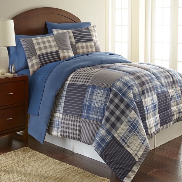 Micro Flannel Smokey Mt. Plaid 3-piece Comforter Set