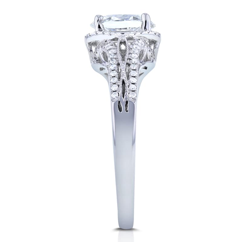 Annello by Kobelli Oval 7/8ct TDW Certified Diamond Engagement Ring 14k White Gold