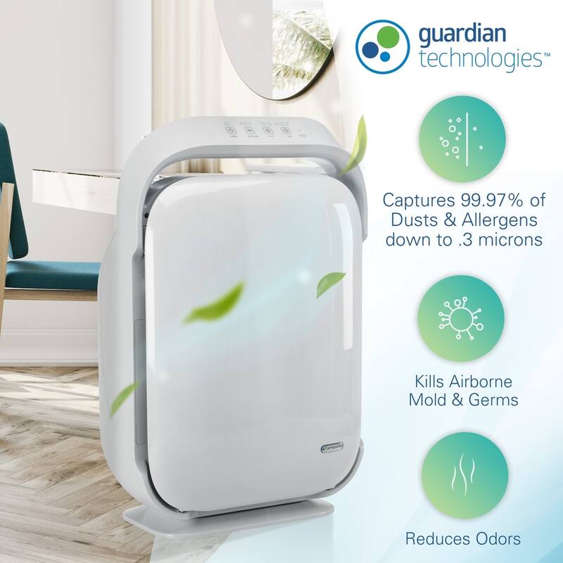 GermGuardian AC9200WCA Hi-Performance True HEPA Ultra-Quiet Air Purifier System with UV-C