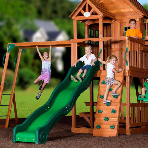 Backyard Discovery Skyfort Ii Brown All Cedar Swing Set Play Backyard Discovery Skyfort Ii Brown