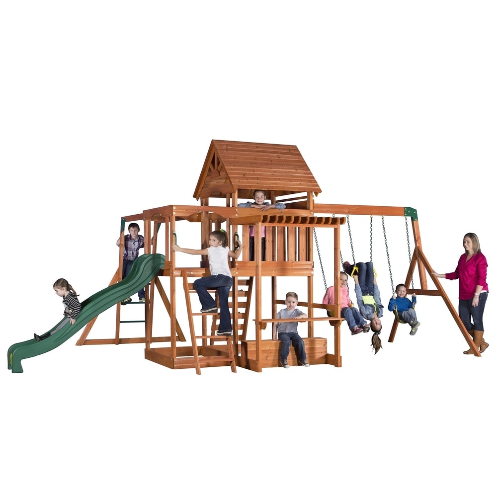 Backyard Discovery Monticello All Cedar Wood Playset Swing Set