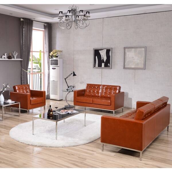 Shop Tufted Leathersoft Reception Set With Integrated Stainless