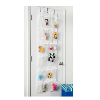 Honey-Can-Do 24 pocket over-door shoe organizer, polyester, white