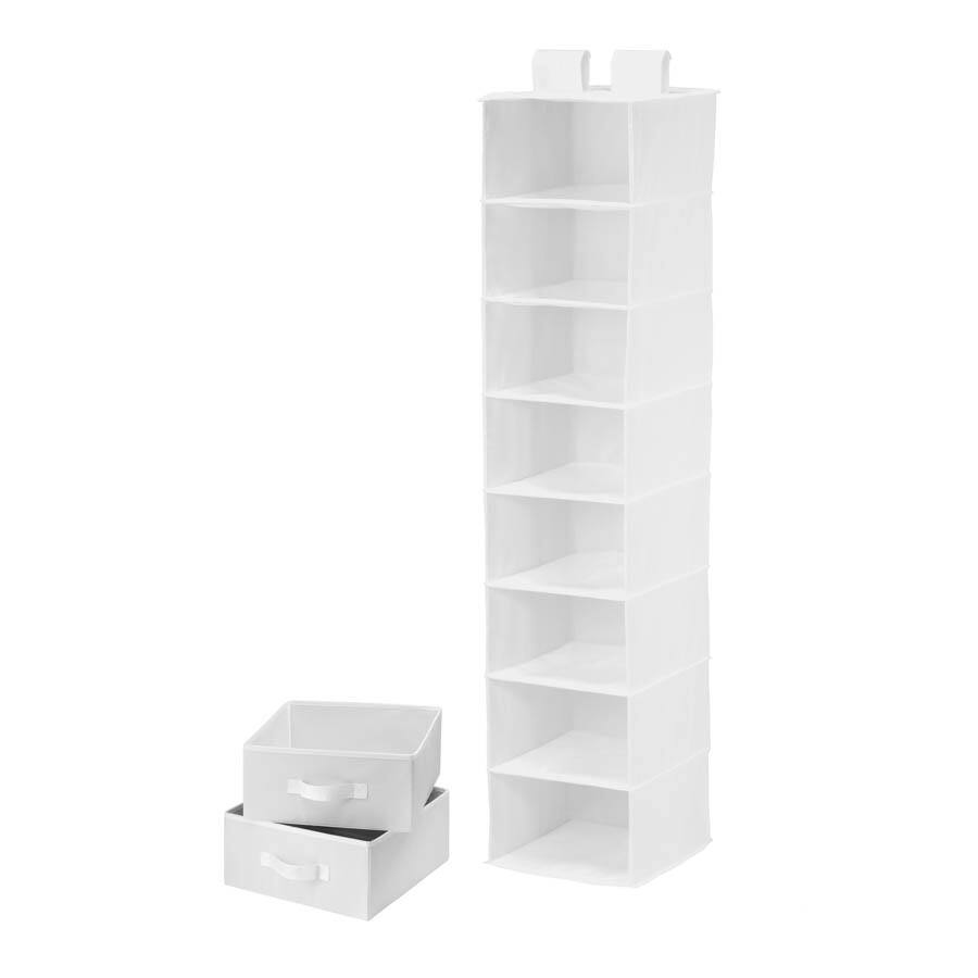 Honey-Can-Do 8 shelf organizer and 2 drawers- white polyester