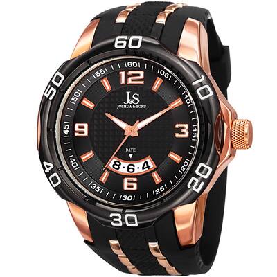 Joshua & Sons Men's Swiss Quartz Diamond Date Black Strap Watch