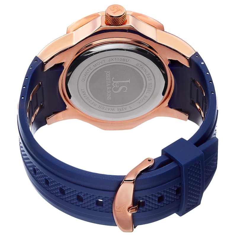 Joshua & Sons Men's Swiss Quartz Diamond Date Blue Strap Watch