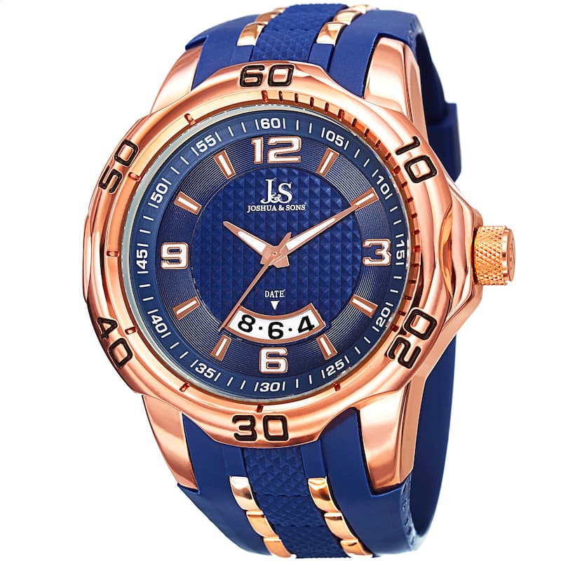 Joshua & Sons Men's Swiss Quartz Diamond Date Strap Watch