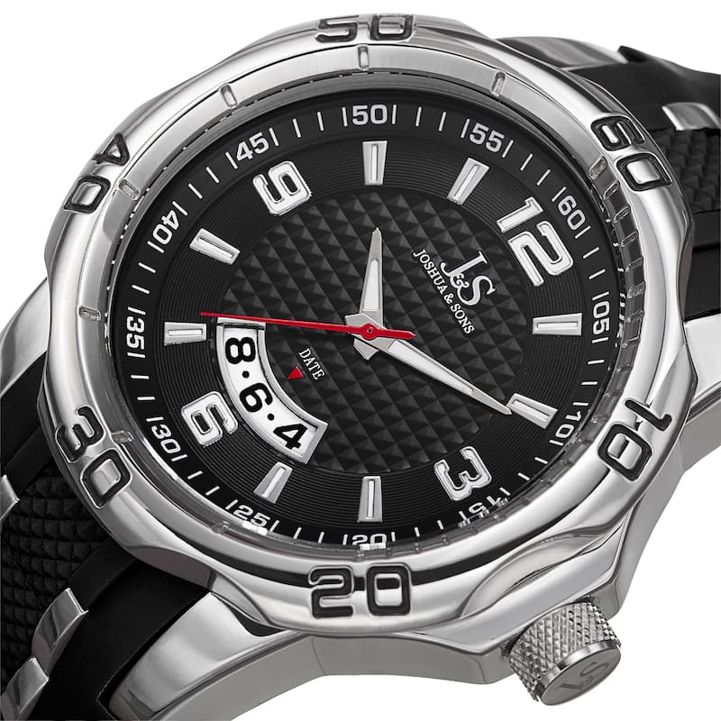 Joshua & Sons Men's Swiss Quartz Diamond Date Strap Watch
