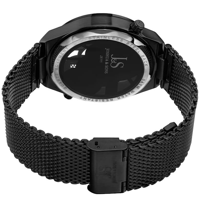 Joshua & Sons Men's Multifunction Stainless Steel Mesh Quartz Black Bracelet Watch