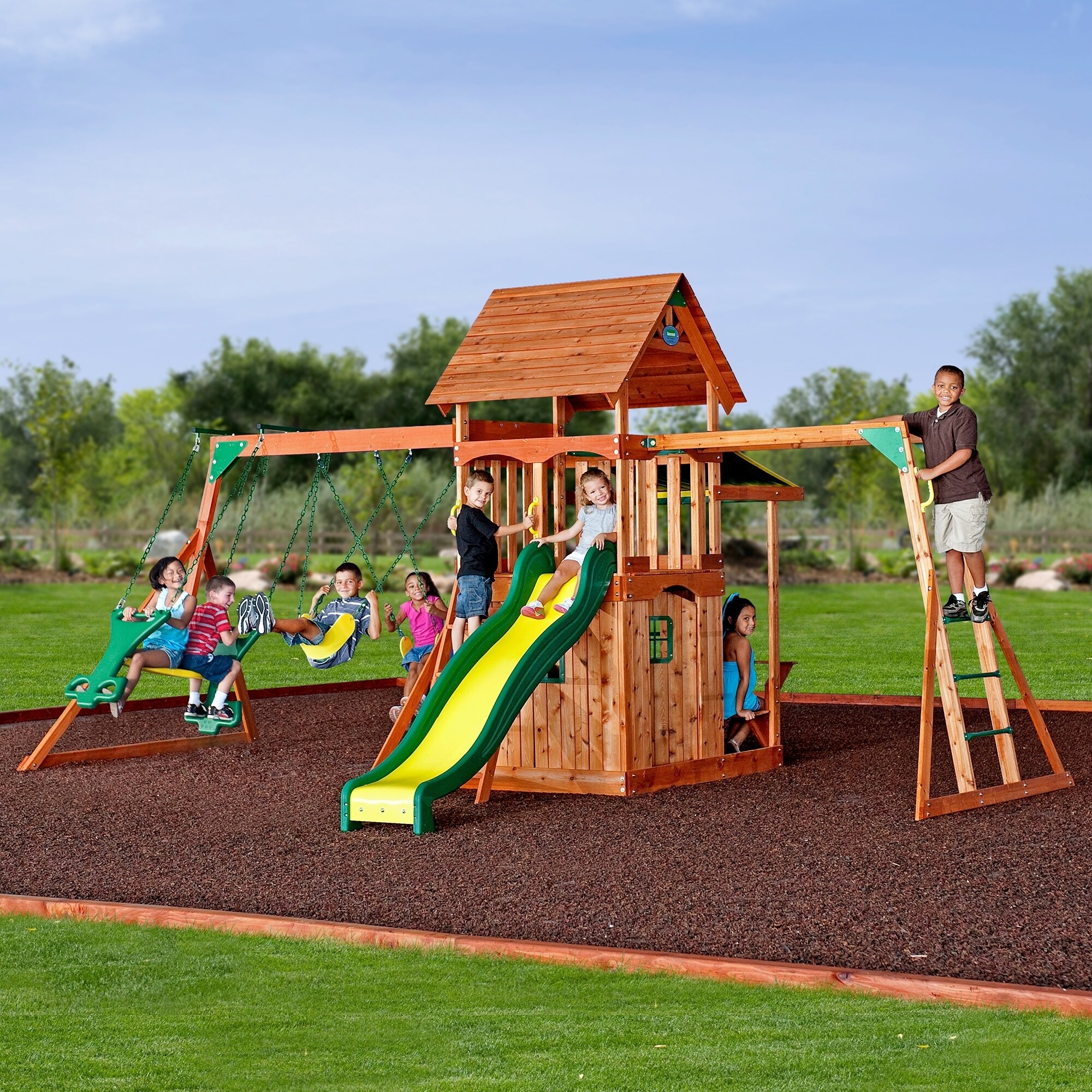 backyard discovery montpelier all cedar wood playset swing set