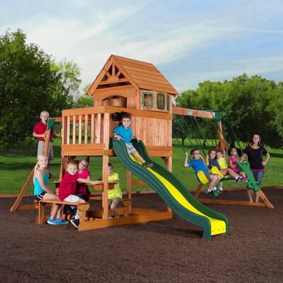 Backyard Discovery Springboro All-Cedar Swingset - 111 In. H x 192 in. x w 186 in. L