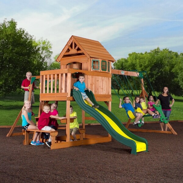 Backyard Discovery Springboro All Cedar Swingset - 111 In. H x 192 in. x w 186 in. L