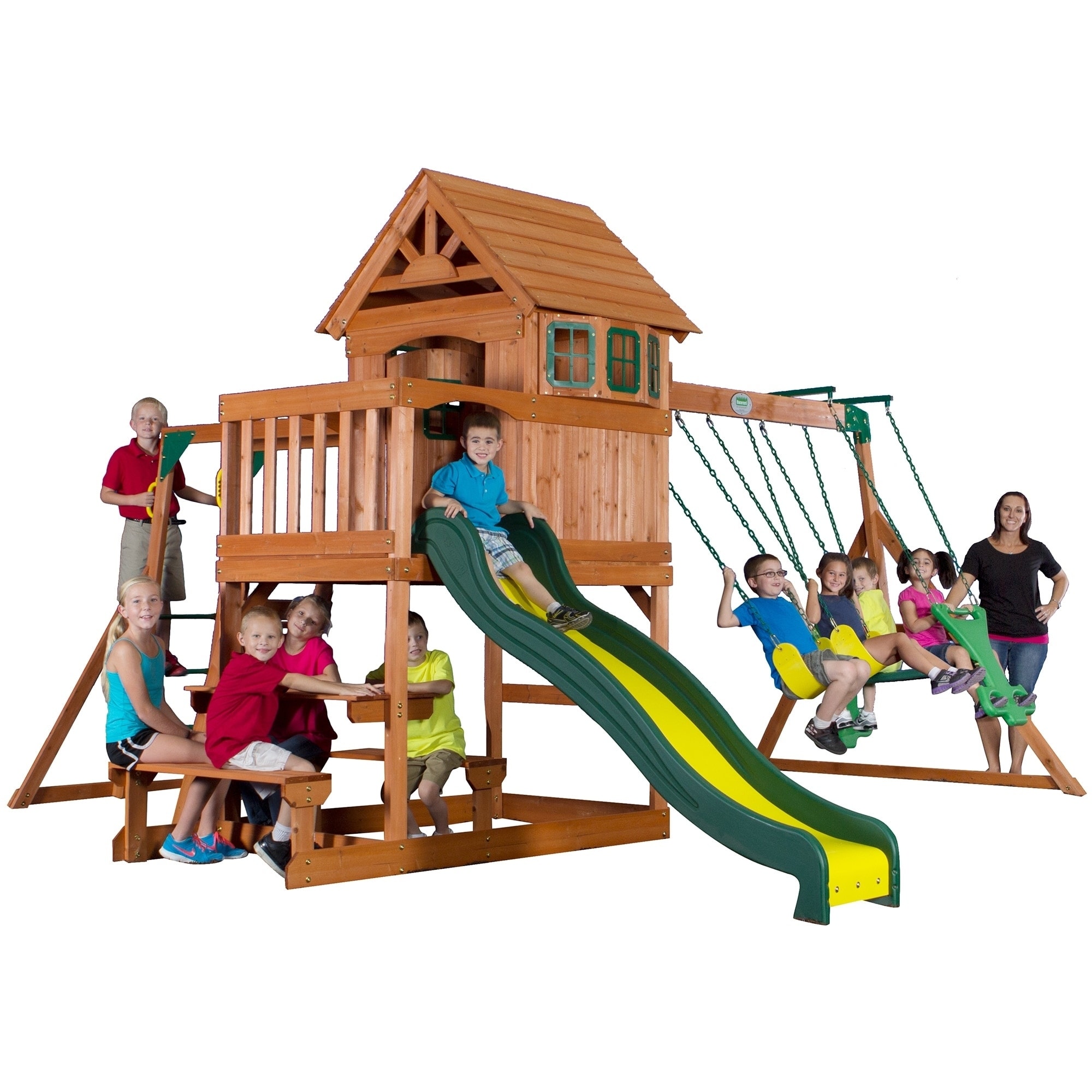 Slide Kidkraft Lewiston Retreat Cedar Wood Swing Set Playset