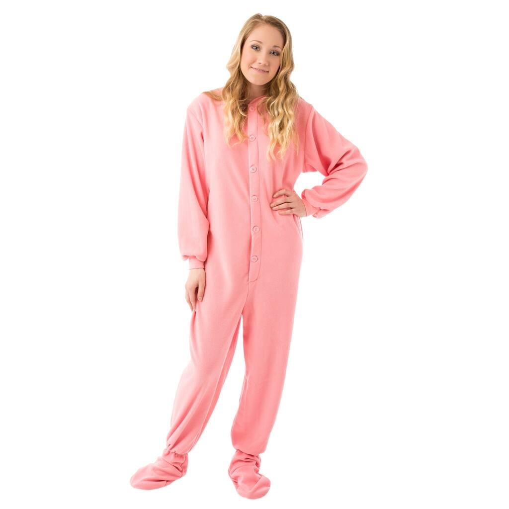 Big Feet Pajama's Pink Micro-polar Fleece Adult Footed Pajamas Sleeper NO Drop Seat