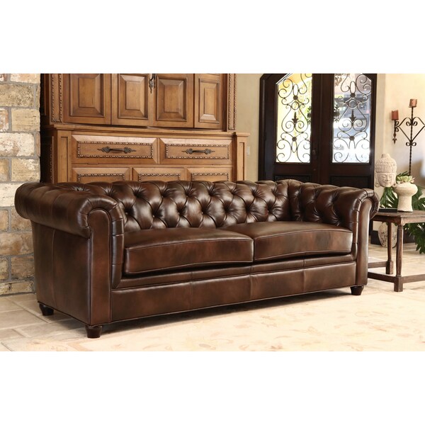 brown leather office sofa