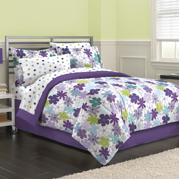Graphic Daisy 8 Piece Bed In A Bag With Sheet Set Free