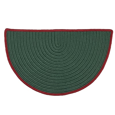 Reversible Green Hearth Rug Slice with Red Accent (1'6 x 2'6) - 1'6" x 2'6" - 1'6" x 2'6"