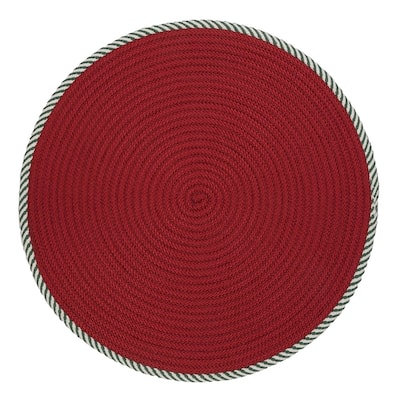 Twisted Stripe Reversible Round Christmas Rug