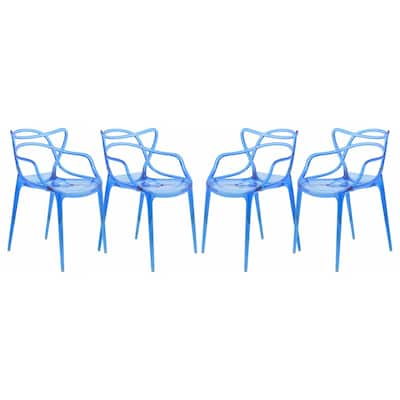 LeisureMod Milan Modern Intertwined Design Dining Side Chair Set of 4